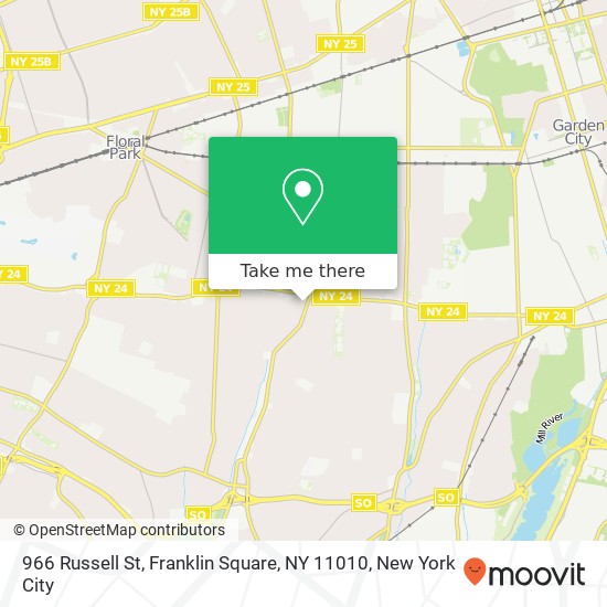 Mapa de 966 Russell St, Franklin Square, NY 11010