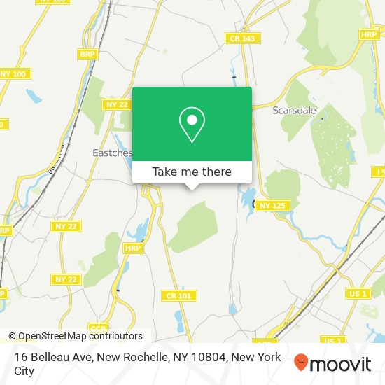 Mapa de 16 Belleau Ave, New Rochelle, NY 10804