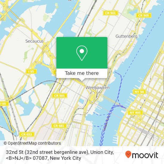 Mapa de 32nd St (32nd street bergenline ave), Union City, <B>NJ< / B> 07087