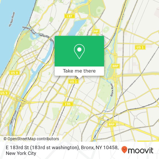 Mapa de E 183rd St (183rd st washington), Bronx, NY 10458