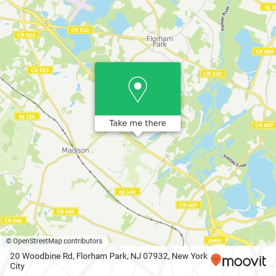 Mapa de 20 Woodbine Rd, Florham Park, NJ 07932