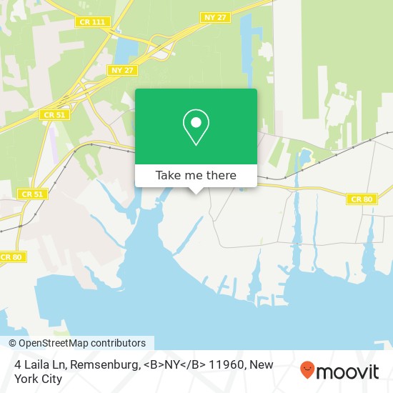 Mapa de 4 Laila Ln, Remsenburg, <B>NY< / B> 11960