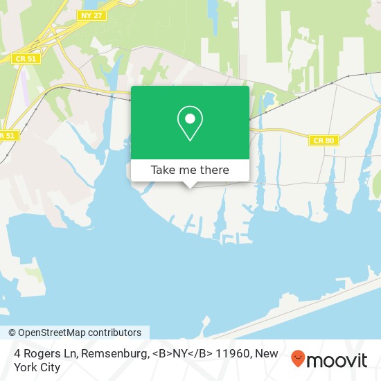 Mapa de 4 Rogers Ln, Remsenburg, <B>NY< / B> 11960