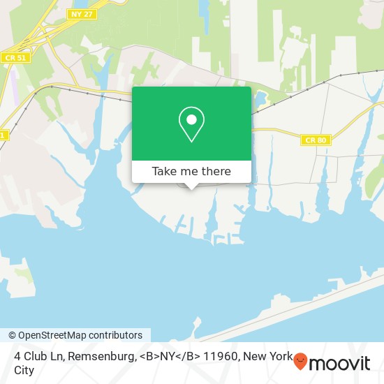 Mapa de 4 Club Ln, Remsenburg, <B>NY< / B> 11960