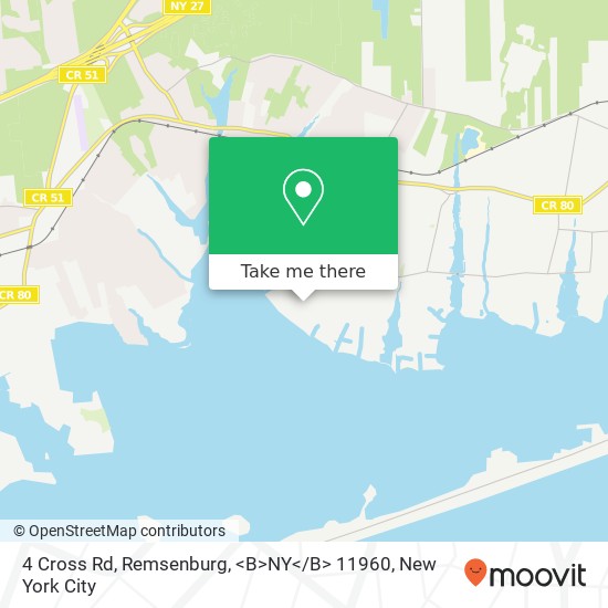 Mapa de 4 Cross Rd, Remsenburg, <B>NY< / B> 11960
