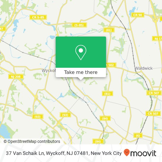 Mapa de 37 Van Schaik Ln, Wyckoff, NJ 07481