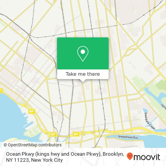 Mapa de Ocean Pkwy (kings hwy and Ocean Pkwy), Brooklyn, NY 11223