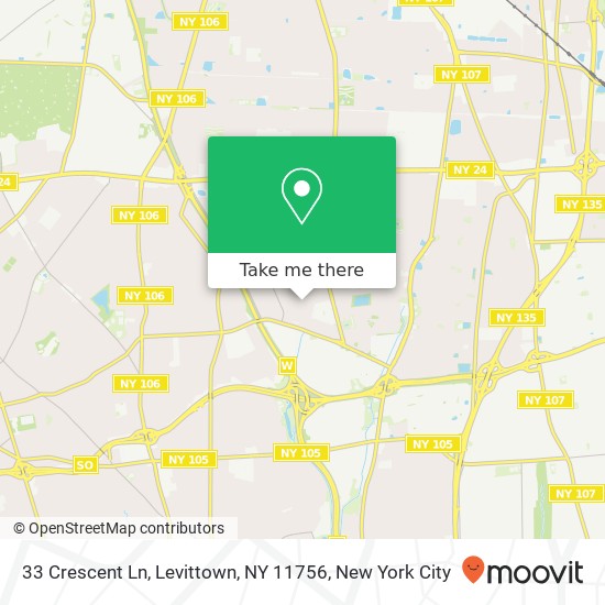 Mapa de 33 Crescent Ln, Levittown, NY 11756