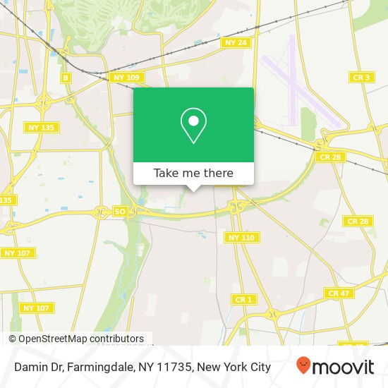 Mapa de Damin Dr, Farmingdale, NY 11735