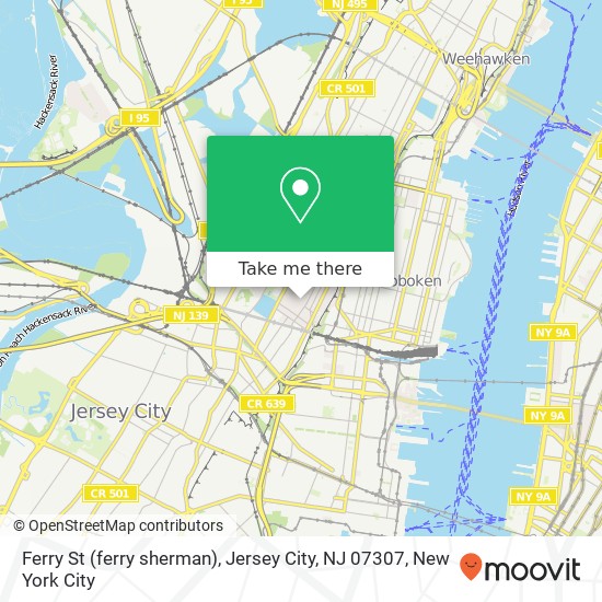 Mapa de Ferry St (ferry sherman), Jersey City, NJ 07307