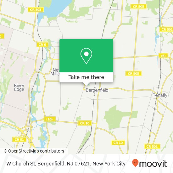 Mapa de W Church St, Bergenfield, NJ 07621