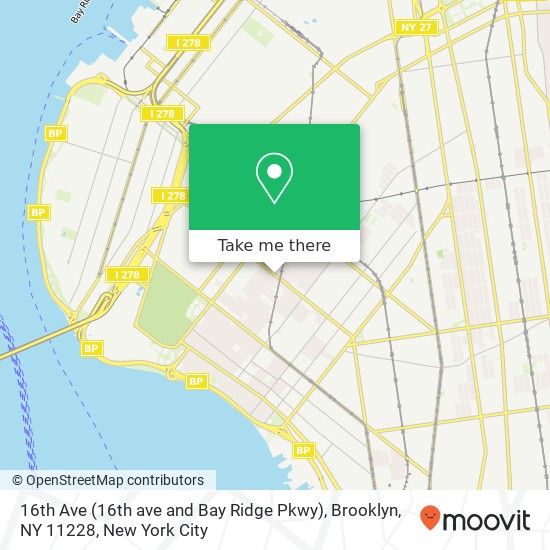 Mapa de 16th Ave (16th ave and Bay Ridge Pkwy), Brooklyn, NY 11228