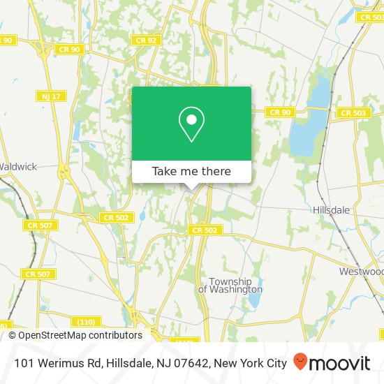 Mapa de 101 Werimus Rd, Hillsdale, NJ 07642