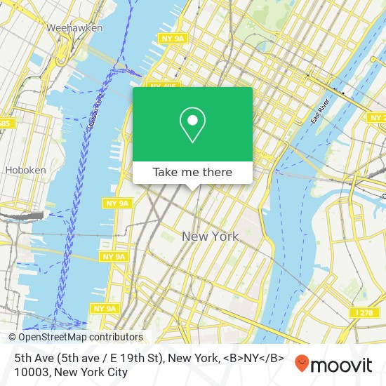 5th Ave (5th ave / E 19th St), New York, <B>NY< / B> 10003 map