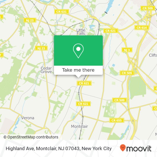 Mapa de Highland Ave, Montclair, NJ 07043