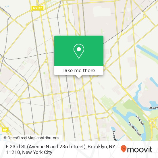 Mapa de E 23rd St (Avenue N and 23rd street), Brooklyn, NY 11210