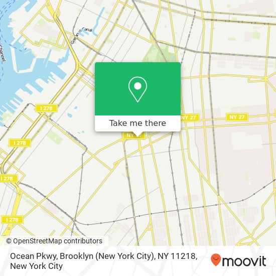 Mapa de Ocean Pkwy, Brooklyn (New York City), NY 11218