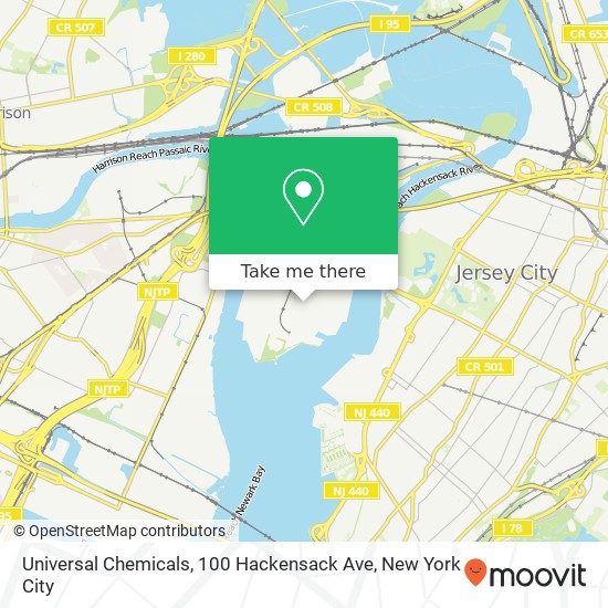 Mapa de Universal Chemicals, 100 Hackensack Ave