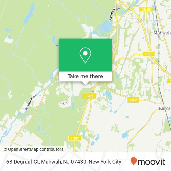 Mapa de 68 Degraaf Ct, Mahwah, NJ 07430
