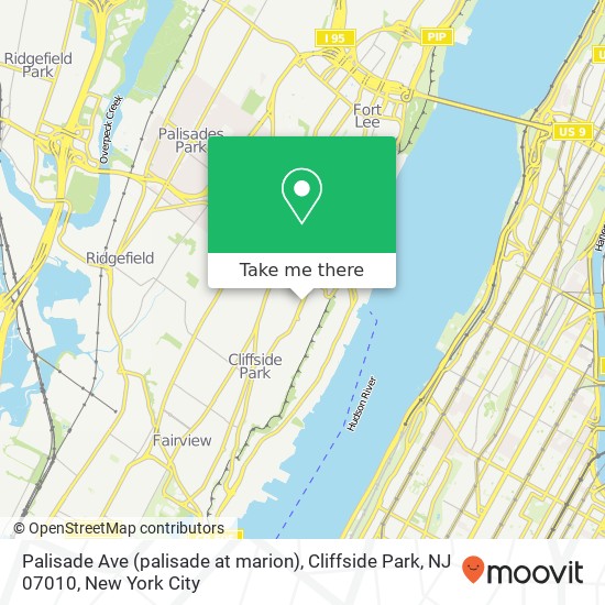 Palisade Ave (palisade at marion), Cliffside Park, NJ 07010 map