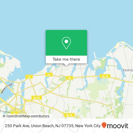 Mapa de 250 Park Ave, Union Beach, NJ 07735