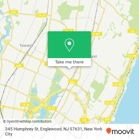 Mapa de 345 Humphrey St, Englewood, NJ 07631