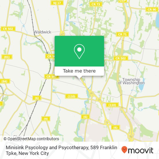 Mapa de Minisink Psycology and Psycotherapy, 589 Franklin Tpke