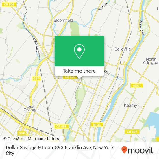 Mapa de Dollar Savings & Loan, 893 Franklin Ave