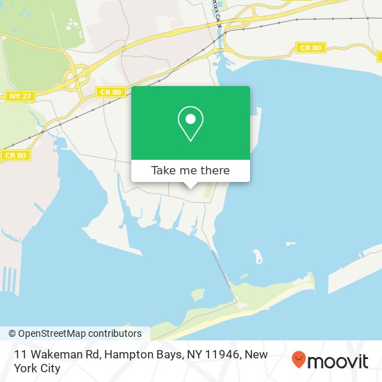 Mapa de 11 Wakeman Rd, Hampton Bays, NY 11946
