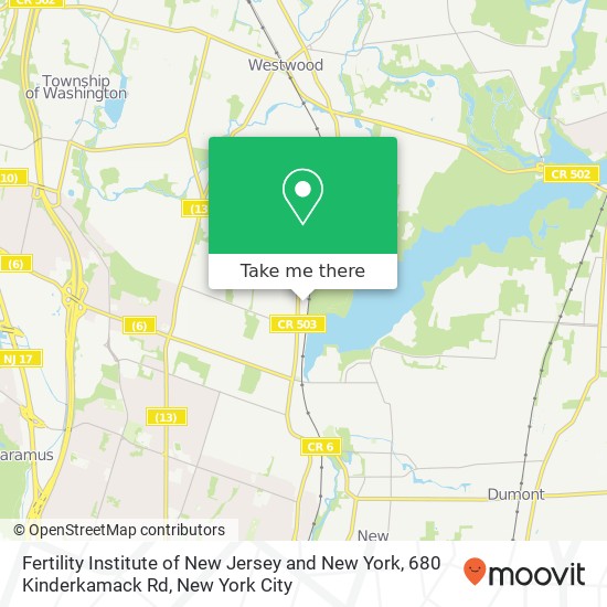 Fertility Institute of New Jersey and New York, 680 Kinderkamack Rd map
