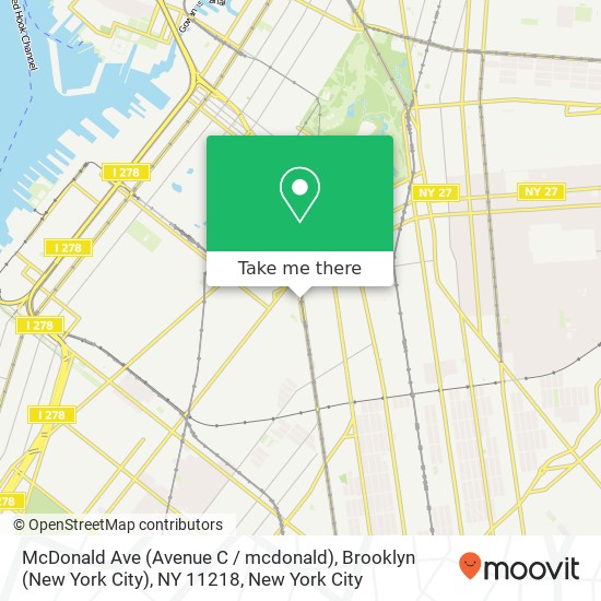 Mapa de McDonald Ave (Avenue C / mcdonald), Brooklyn (New York City), NY 11218