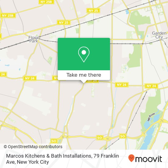 Mapa de Marcos Kitchens & Bath Installations, 79 Franklin Ave