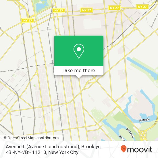 Mapa de Avenue L (Avenue L and nostrand), Brooklyn, <B>NY< / B> 11210