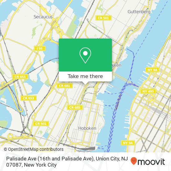 Mapa de Palisade Ave (16th and Palisade Ave), Union City, NJ 07087