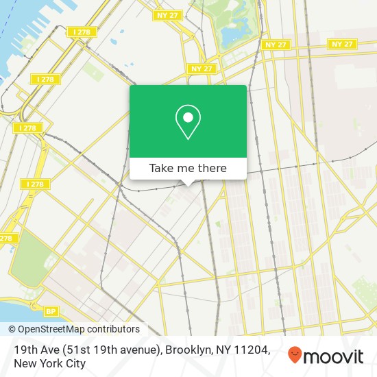 Mapa de 19th Ave (51st 19th avenue), Brooklyn, NY 11204