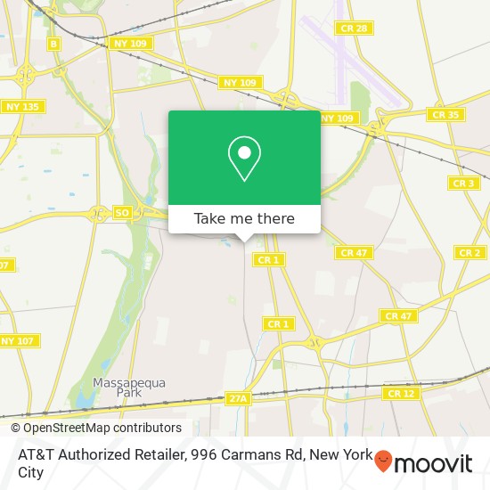 AT&T Authorized Retailer, 996 Carmans Rd map