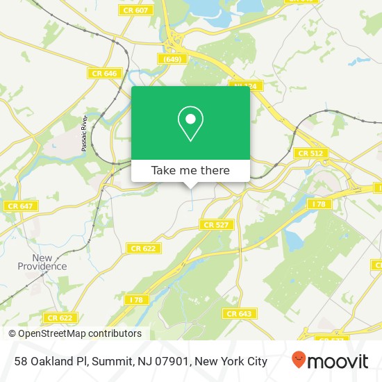 Mapa de 58 Oakland Pl, Summit, NJ 07901