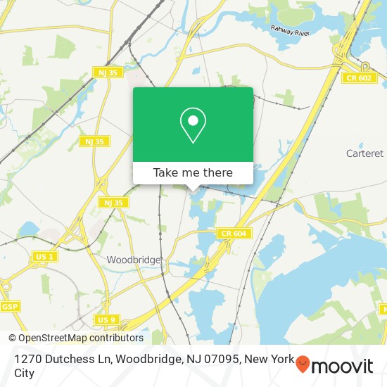 Mapa de 1270 Dutchess Ln, Woodbridge, NJ 07095
