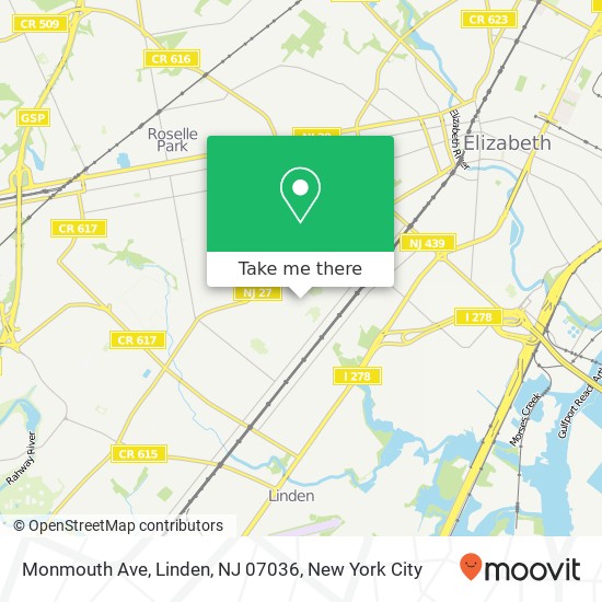 Mapa de Monmouth Ave, Linden, NJ 07036