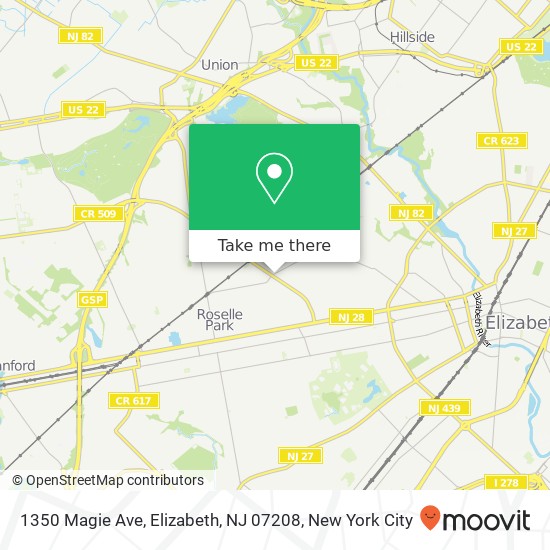 Mapa de 1350 Magie Ave, Elizabeth, NJ 07208