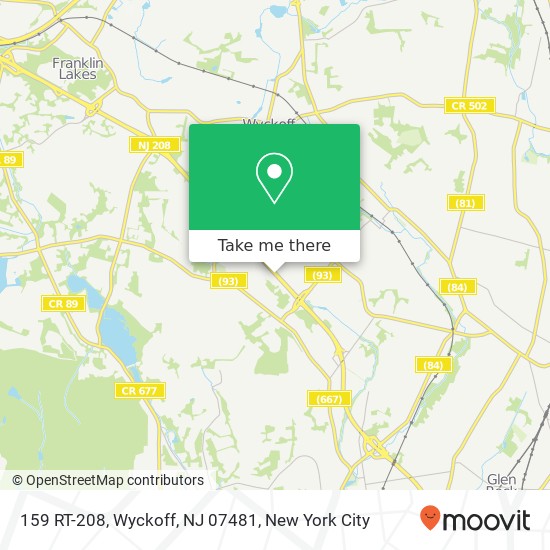 Mapa de 159 RT-208, Wyckoff, NJ 07481