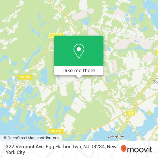 Mapa de 322 Vermont Ave, Egg Harbor Twp, NJ 08234