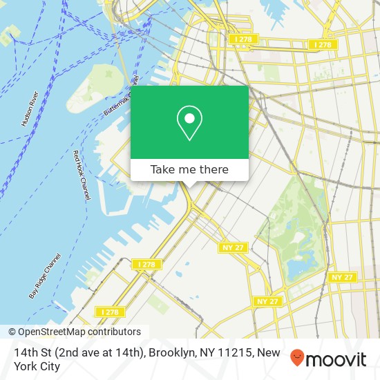 Mapa de 14th St (2nd ave at 14th), Brooklyn, NY 11215