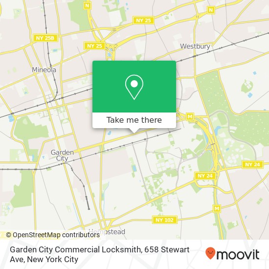 Mapa de Garden City Commercial Locksmith, 658 Stewart Ave