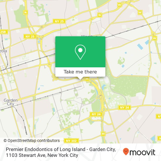 Premier Endodontics of Long Island - Garden City, 1103 Stewart Ave map