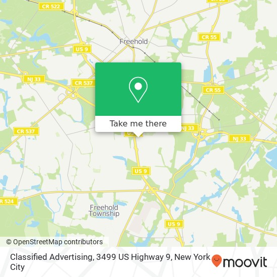 Mapa de Classified Advertising, 3499 US Highway 9