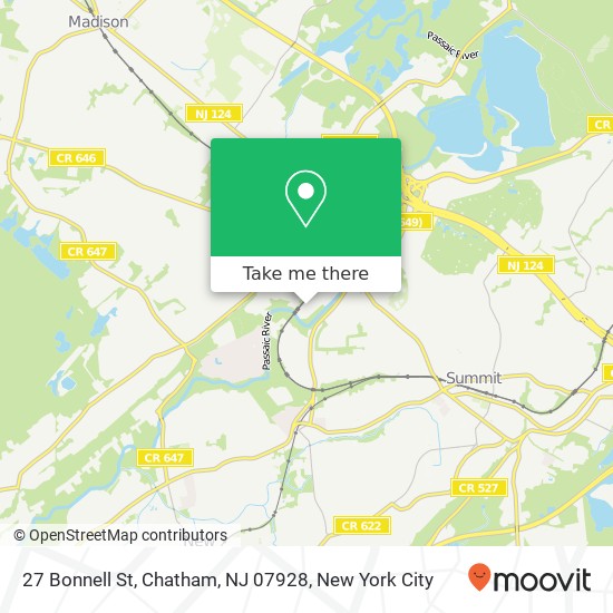 Mapa de 27 Bonnell St, Chatham, NJ 07928
