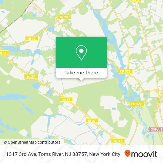 Mapa de 1317 3rd Ave, Toms River, NJ 08757