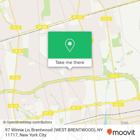 Mapa de 97 Winnie Ln, Brentwood (WEST BRENTWOOD), NY 11717