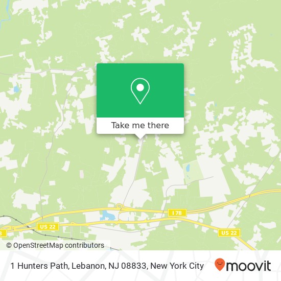 Mapa de 1 Hunters Path, Lebanon, NJ 08833